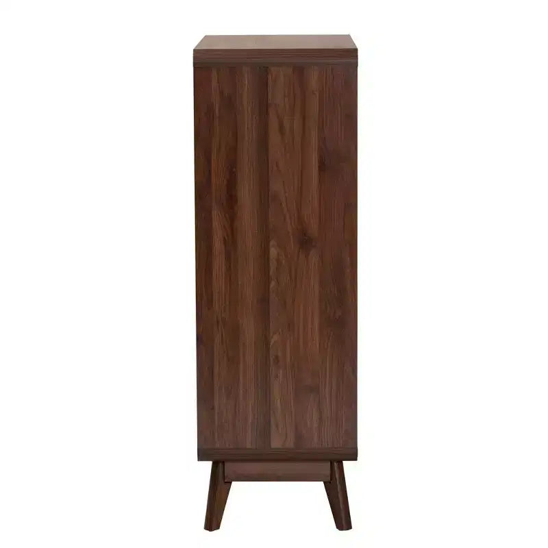 Baxton Studio Markell Commode de rangement en bois à 5 tiroirs noyer marron/doré : design moderne du milieu du siècle, organiseur de chambre à coucher