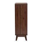 Baxton Studio Markell Commode de rangement en bois à 5 tiroirs noyer marron/doré : design moderne du milieu du siècle, organiseur de chambre à coucher