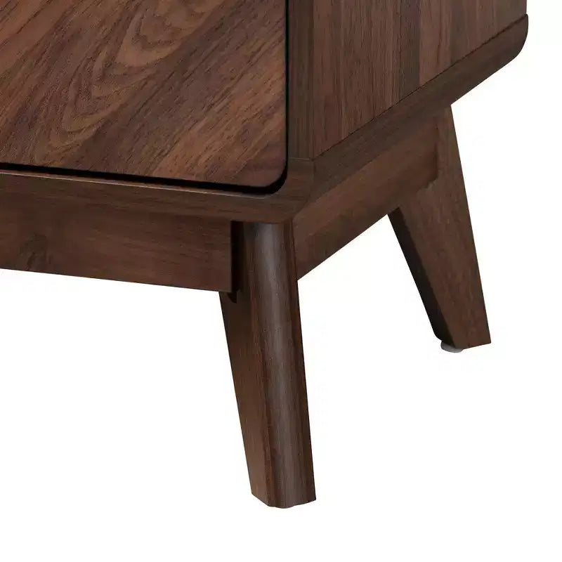 Baxton Studio Markell Commode de rangement en bois à 5 tiroirs noyer marron/doré : design moderne du milieu du siècle, organiseur de chambre à coucher