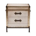 Baxton Studio Laura Canvas 2 Drawer End Table Trunk White/Coffee/Black