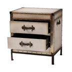 Baxton Studio Laura Commode de chevet 2 tiroirs en toile Blanc/Café/Noir
