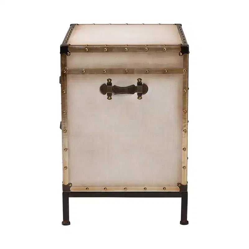 Baxton Studio Laura Commode de chevet 2 tiroirs en toile Blanc/Café/Noir