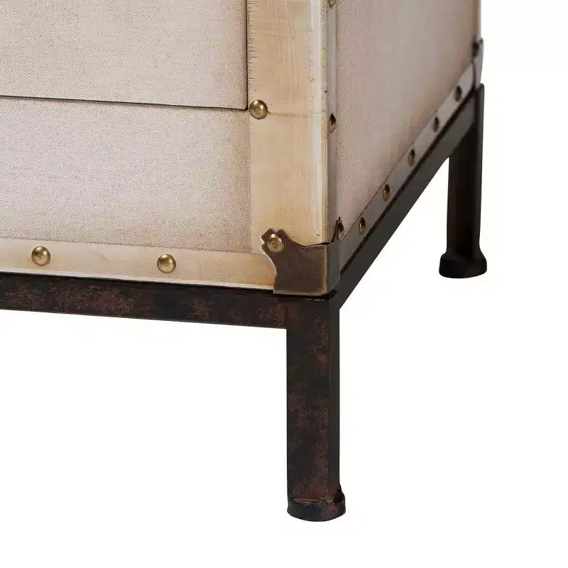 Baxton Studio Laura Commode de chevet 2 tiroirs en toile Blanc/Café/Noir