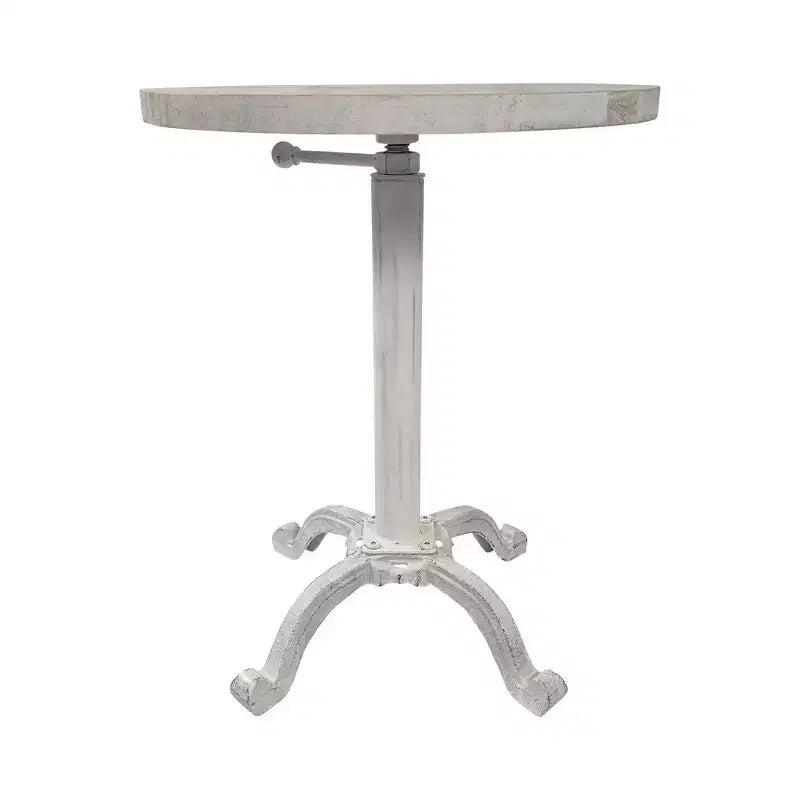 Table réglable vintage Colton de Carolina Living, finition blanchie : base en fer robuste, bois de manguier, 55,88 cm de hauteur