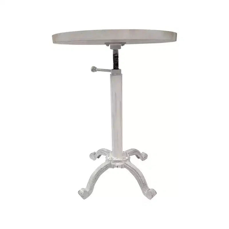 Table réglable vintage Colton de Carolina Living, finition blanchie : base en fer robuste, bois de manguier, 55,88 cm de hauteur
