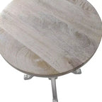 Table réglable vintage Colton de Carolina Living, finition blanchie : base en fer robuste, bois de manguier, 55,88 cm de hauteur