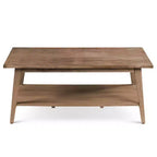 Milani Rectangle Cocktail Table Natural: Mango Wood, Mid-Century Modern, Storage Shelf - Steve Silver Co.