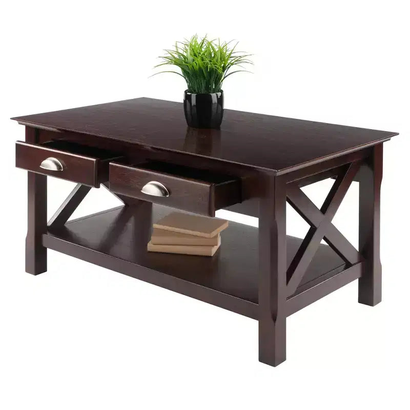 Table basse Xola avec 2 tiroirs - Cappuccino - Winsome