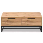Franklin Wood and Metal 2 Drawer Coffee Table Chêne/Noir - Baxton Studio : Grand Rangement, Design Moderne
