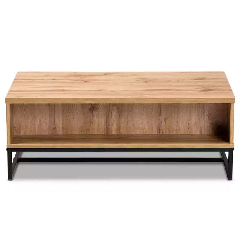 Franklin Wood and Metal 2 Drawer Coffee Table Chêne/Noir - Baxton Studio : Grand Rangement, Design Moderne