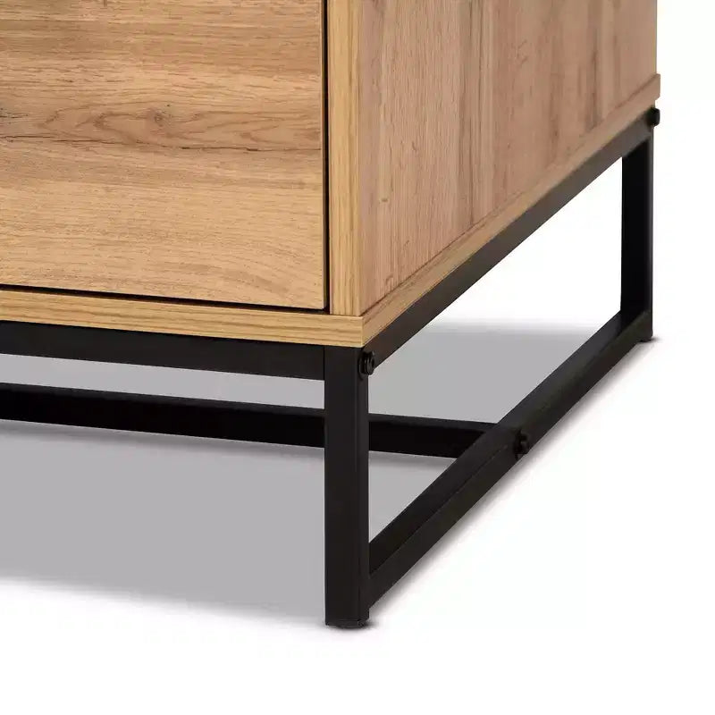 Franklin Wood and Metal 2 Drawer Coffee Table Chêne/Noir - Baxton Studio : Grand Rangement, Design Moderne