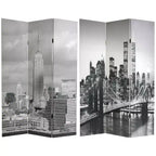 6ft Double Sided 3-Panel New York Scenes Room Divider - Oriental Furniture: Wood Composite, No Assembly Required