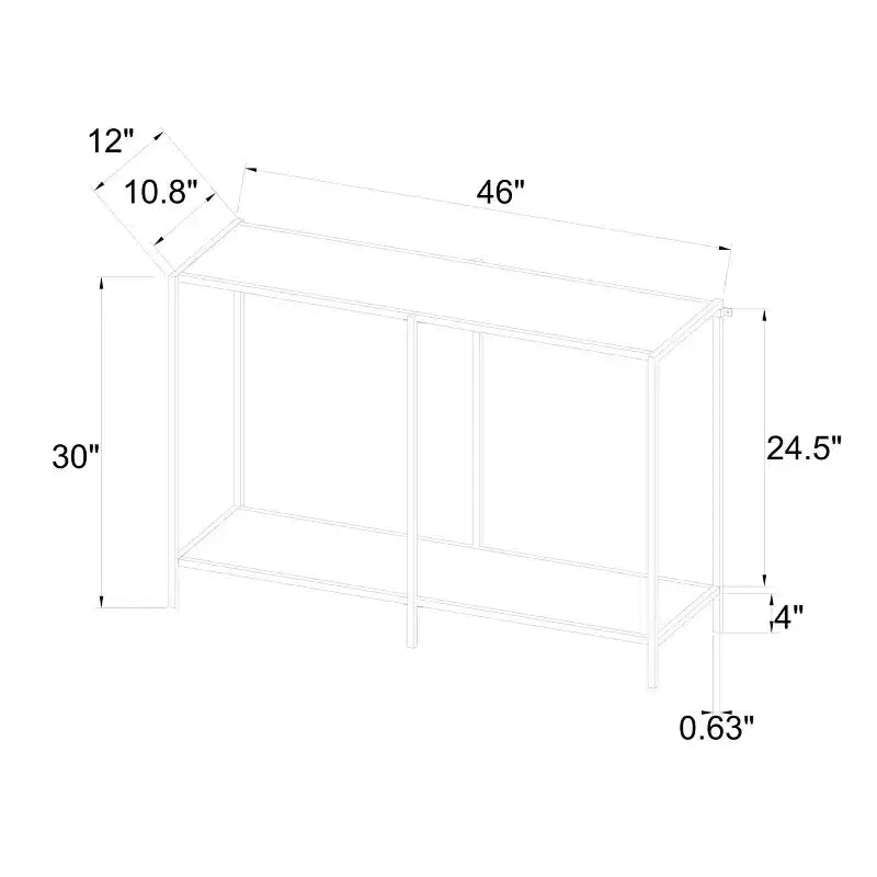 Table console en faux marbre et métal doré - Threshold™ : design rectangulaire épuré à deux niveaux, 76 cm de hauteur