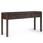 WyndenHall 60" Fabian Wide Console Table Walnut Brown: Mid-Century Modern, Hardwood Frame, Acacia Top