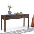 Table console large Fabian WyndenHall 60" brun noyer : Milieu de siècle moderne, cadre en bois massif, plateau en acacia