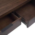 Table console large Fabian WyndenHall 60" brun noyer : Milieu de siècle moderne, cadre en bois massif, plateau en acacia