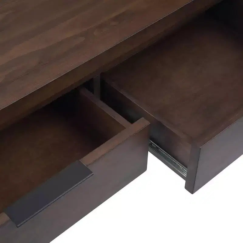 Table console large Fabian WyndenHall 60" brun noyer : Milieu de siècle moderne, cadre en bois massif, plateau en acacia
