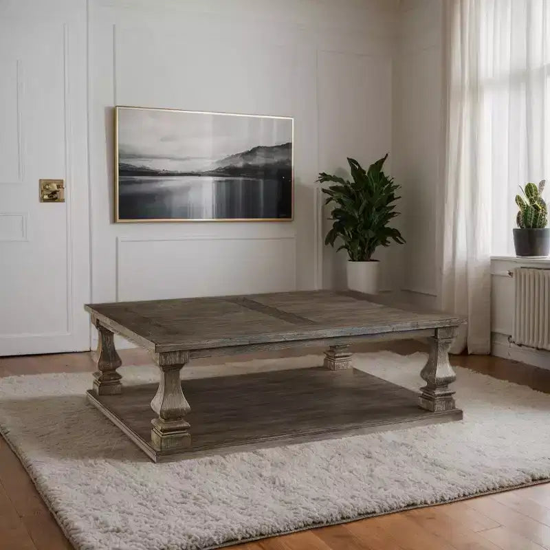 Table basse rectangulaire Johnelle grise : placage d'orme, étagère de rangement - Signature Design by Ashley