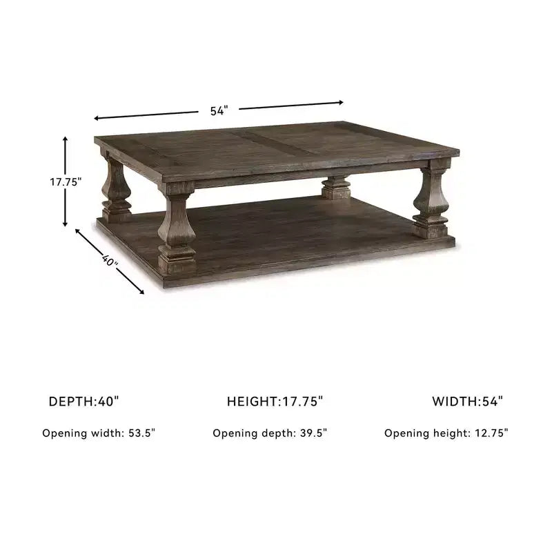 Table basse rectangulaire Johnelle grise : placage d'orme, étagère de rangement - Signature Design by Ashley