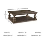Table basse rectangulaire Johnelle grise : placage d'orme, étagère de rangement - Signature Design by Ashley