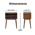 Table d'appoint Calvin marron - Adore Decor : design moderne du milieu du siècle, tiroir de rangement, poignées argentées