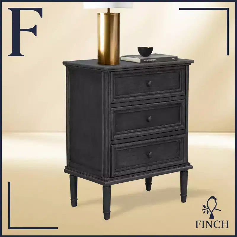 Meuble de rangement 3 tiroirs Webster gris foncé - Finch : Cadre en pin, Style traditionnel, Pas d'étagères