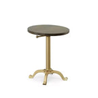 Table d'appoint vintage réglable Miller de Carolina Living, doré : 61 cm de haut, plateau rond en bois de manguier, structure en métal