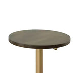 Table d'appoint vintage réglable Miller de Carolina Living, doré : 61 cm de haut, plateau rond en bois de manguier, structure en métal