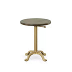 Table d'appoint vintage réglable Miller de Carolina Living, doré : 61 cm de haut, plateau rond en bois de manguier, structure en métal