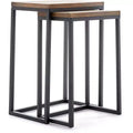 Parker Nesting Table Set Brown - ClickDecor: Sturdy Metal Frame, Rustic Wood Top, No Assembly Required