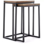 Parker Nesting Table Set Brown - ClickDecor: Sturdy Metal Frame, Rustic Wood Top, No Assembly Required