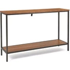 Console 2 niveaux Nolan Marron - ClickDecor : Charme rustique, Structure en fer, Présentoir d'entrée
