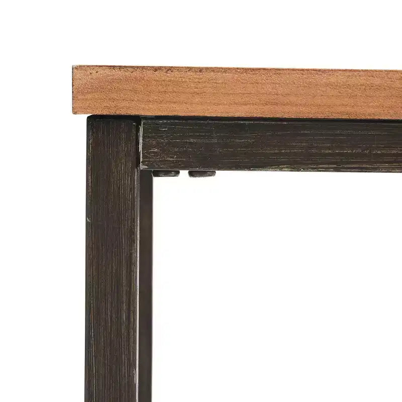 Console 2 niveaux Nolan Marron - ClickDecor : Charme rustique, Structure en fer, Présentoir d'entrée