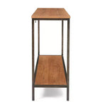 Console 2 niveaux Nolan Marron - ClickDecor : Charme rustique, Structure en fer, Présentoir d'entrée