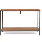 Console 2 niveaux Nolan Marron - ClickDecor : Charme rustique, Structure en fer, Présentoir d'entrée