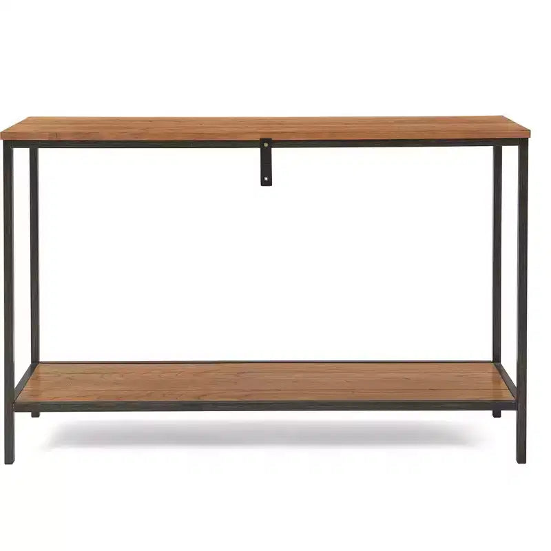 Console 2 niveaux Nolan Marron - ClickDecor : Charme rustique, Structure en fer, Présentoir d'entrée