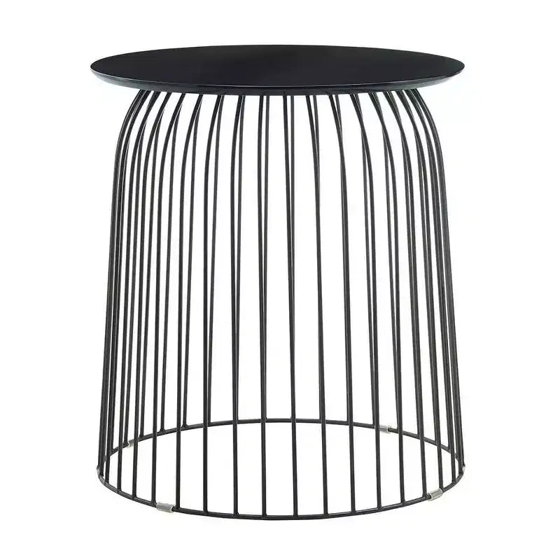 Wallace Accent Table Black - Finch: Modern Geometric Metal Legs, Powder-Coated Iron Frame, No Assembly Required