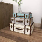 Lot de 3 Malles rectangulaires en bois effet vieilli - Olivia & May : Finition polyuréthane, Aucun assemblage requis