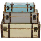 Lot de 3 Malles rectangulaires en bois effet vieilli - Olivia & May : Finition polyuréthane, Aucun assemblage requis