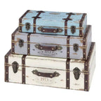 Lot de 3 Malles rectangulaires en bois effet vieilli - Olivia & May : Finition polyuréthane, Aucun assemblage requis