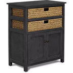 ClickDecor Elmhurst Buffet Noir et Vieilli : Cadre en pin, 2 étagères fixes, Aucun assemblage requis