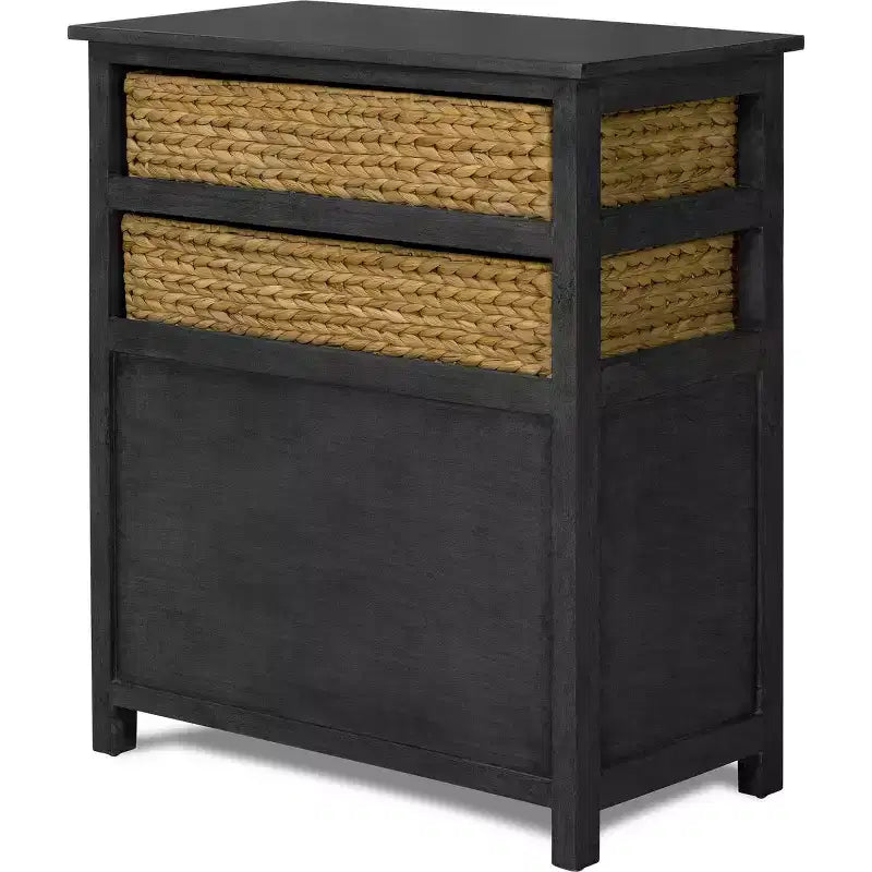 ClickDecor Elmhurst Buffet Noir et Vieilli : Cadre en pin, 2 étagères fixes, Aucun assemblage requis