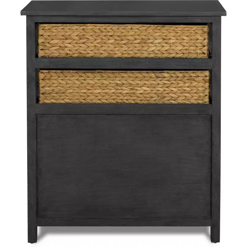 ClickDecor Elmhurst Buffet Noir et Vieilli : Cadre en pin, 2 étagères fixes, Aucun assemblage requis
