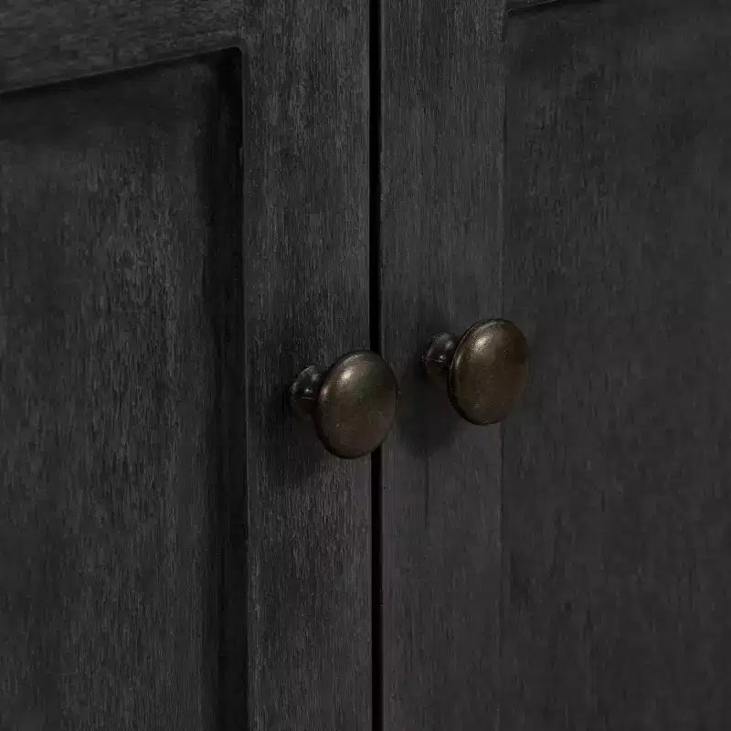 ClickDecor Elmhurst Buffet Noir et Vieilli : Cadre en pin, 2 étagères fixes, Aucun assemblage requis