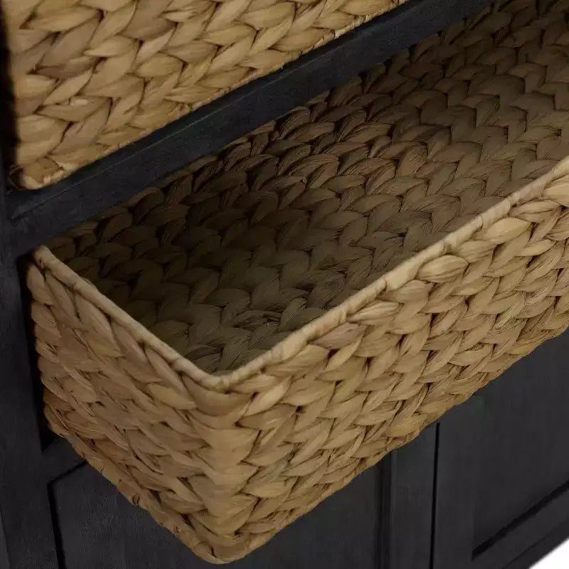 ClickDecor Elmhurst Buffet Noir et Vieilli : Cadre en pin, 2 étagères fixes, Aucun assemblage requis