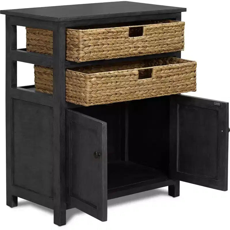 ClickDecor Elmhurst Buffet Noir et Vieilli : Cadre en pin, 2 étagères fixes, Aucun assemblage requis