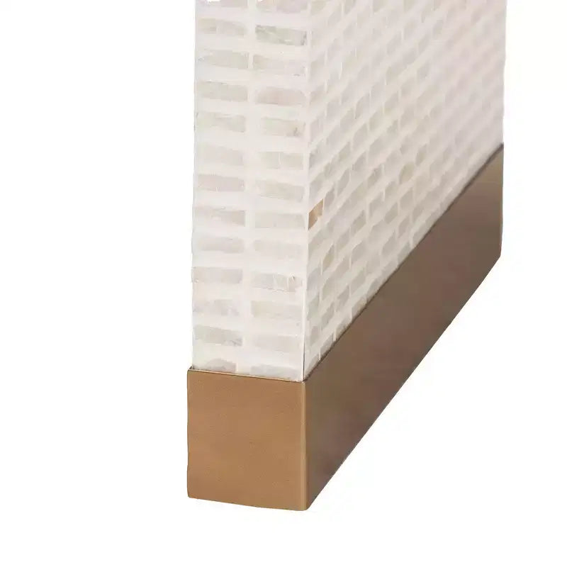 bali & pari Table d'appoint Carlyn 3 pièces en nacre et coquille capiz Beige/Blanc/Doré