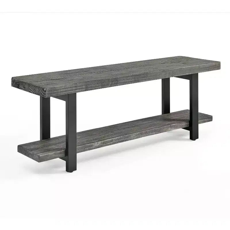 Patère murale en métal et bois Pomona de 48 po avec banc gris ardoise - Meubles Alaterre : Meuble d'entrée avec rangement