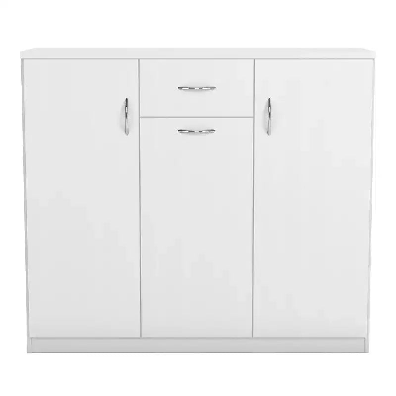 miBasics Beammoon Meuble à chaussures moderne 1 tiroir avec 11 étagères blanc : Peut contenir jusqu'à 30 paires, placage de bois MDF, rangement réglable
