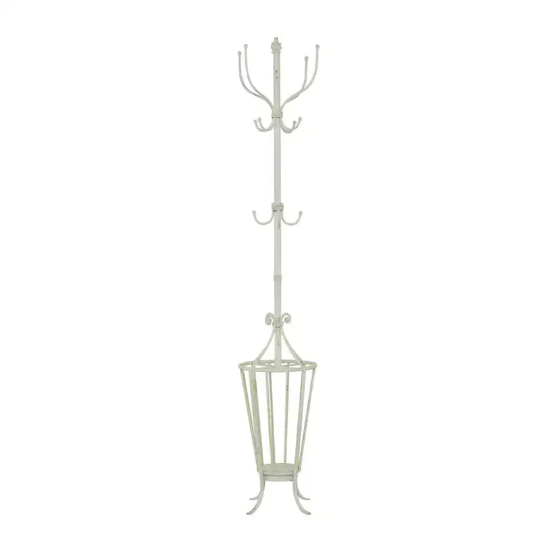 Porte-manteau mural en métal blanc esprit ferme – Olivia & May : porte-parapluies, rangement intérieur, aucun assemblage requis